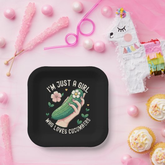 Just a Girl Who Lieben Cucumbers - Funny Vegetaria Pappteller (Party)