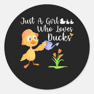 Just a Girl Who Lieben Ducks Niedlich Duck Lover E Runder Aufkleber