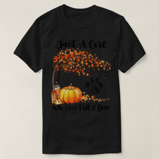 Just a Girl Who Lieben Fall & Hunde Pumpkin Dog Pa T-Shirt (Design vorne)