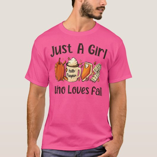 Just a Girl Who Lieben Fall Retro Pumpkin Hello Pu T-Shirt (Vorderseite)