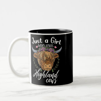 Just a Girl Who Lieben Highland Cows Scottish West Zweifarbige Tasse