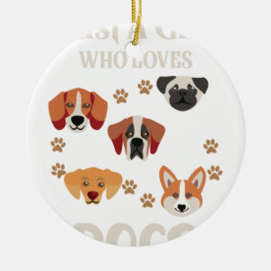 Just-a-Girl-Who-Lieben-Hunde-Lover Keramik Ornament