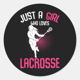 Just a Girl Who Lieben Lacrosse Player Youth Girls Runder Aufkleber