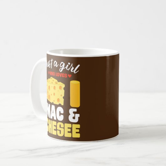 Just A Girl Who Lieben Mac Cheese Funny Macaroni Kaffeetasse (Vorderseite Links)