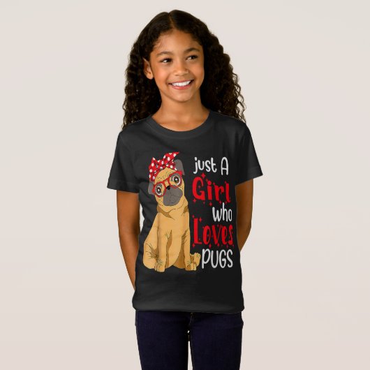Just a Girl Who Lieben Möpsen Bester Mops Hund T - T-Shirt (Vorne ganz)