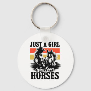 Just a Girl Who Lieben Pferde Western Cowgirl Herz Schlüsselanhänger