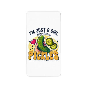 Just a Girl Who Lieben Pickles - Funny Vegan Adressaufkleber