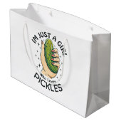 Just a Girl Who Lieben Pickles - Funny Vegan Große Geschenktüte (Rückseite Schrägansicht)