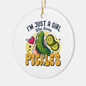 Just a Girl Who Lieben Pickles - Funny Vegan Keramik Ornament (Links)