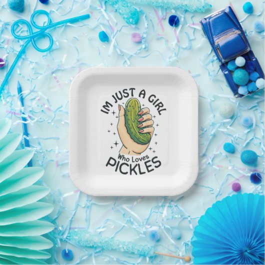 Just a Girl Who Lieben Pickles - Funny Vegan Pappteller (Party)