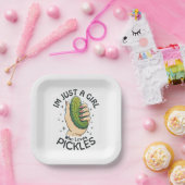 Just a Girl Who Lieben Pickles - Funny Vegan Pappteller (Party)