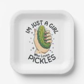 Just a Girl Who Lieben Pickles - Funny Vegan Pappteller (Vorderseite)