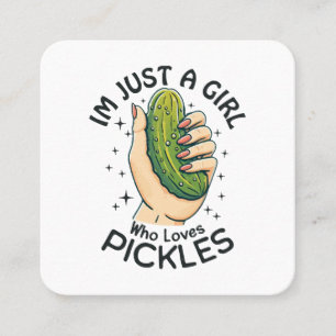 Just a Girl Who Lieben Pickles - Funny Vegan Quadratische Visitenkarte