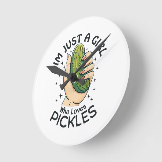 Just a Girl Who Lieben Pickles - Funny Vegan Runde Wanduhr (Winkel)