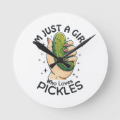 Just a Girl Who Lieben Pickles - Funny Vegan Runde Wanduhr (Vorderseite)