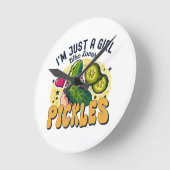 Just a Girl Who Lieben Pickles - Funny Vegan Runde Wanduhr (Winkel)