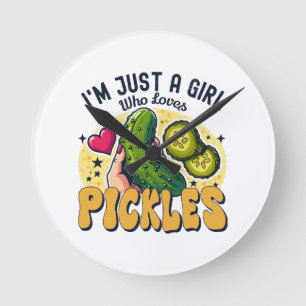 Just a Girl Who Lieben Pickles - Funny Vegan Runde Wanduhr