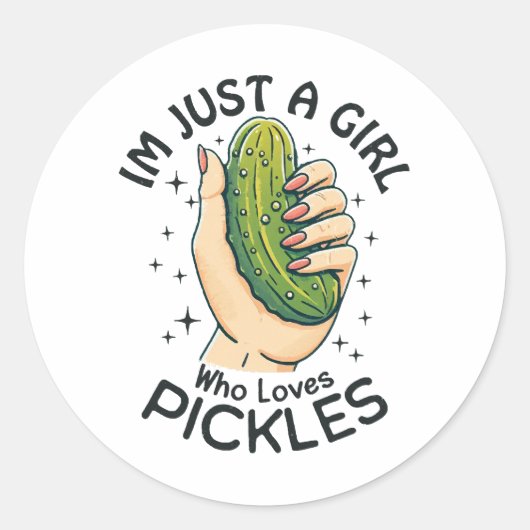 Just a Girl Who Lieben Pickles - Funny Vegan Runder Aufkleber (Vorderseite)