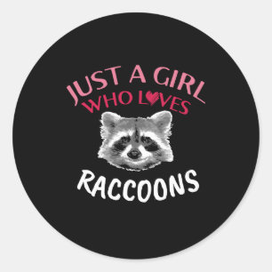 Just a Girl Who Lieben Raccoon Funny Trash Panda Runder Aufkleber
