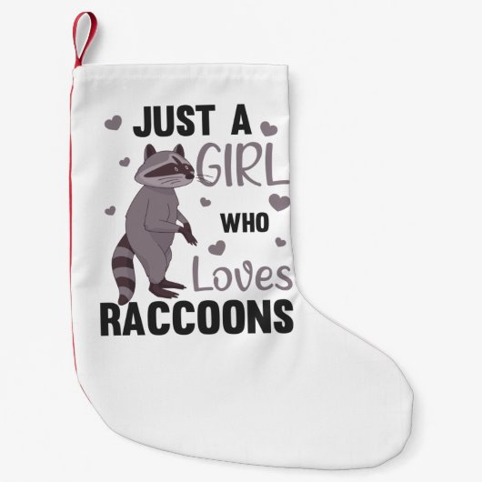 Just A Girl Who Lieben Racoons Kawaii Raccoon Kleiner Weihnachtsstrumpf (Vorderseite)