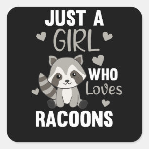 Just A Girl Who Lieben Racoons Kawaii Raccoon Quadratischer Aufkleber