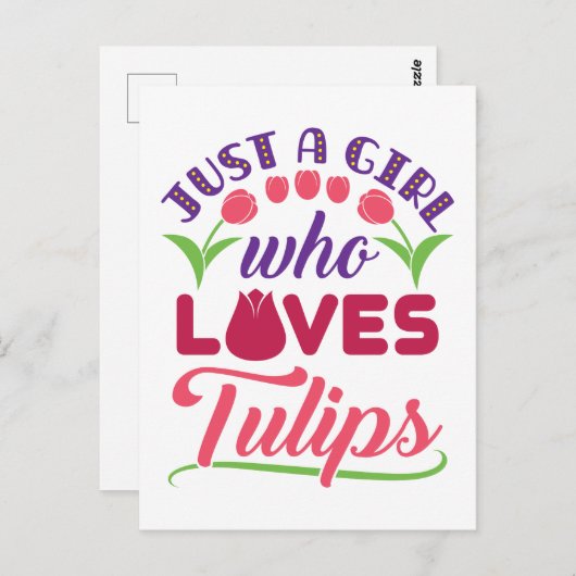 Just a Girl Who Lieben Tulips Tulip Blume Gärtner Postkarte (Vorne/Hinten)