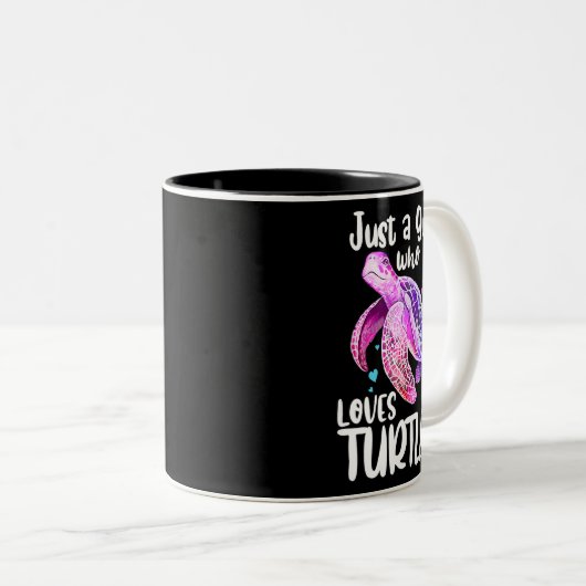 Just a Girl Who Lieben Turtles Niedlich Turtle Gir Zweifarbige Tasse (VorderseiteRechts)