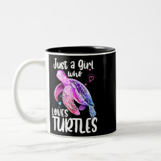 Just a Girl Who Lieben Turtles Niedlich Turtle Gir Zweifarbige Tasse