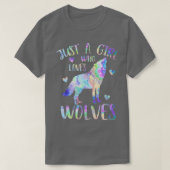Just a Girl Who Lieben Wolves Niedlich Wolf Lover T-Shirt (Design vorne)
