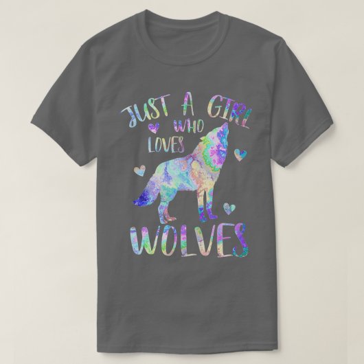 Just a Girl Who Lieben Wolves Niedlich Wolf Lover T-Shirt (Design vorne)