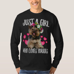 Just A Girl Who Lieben Yorkie Dog Liebe-r Vater Ma T-Shirt