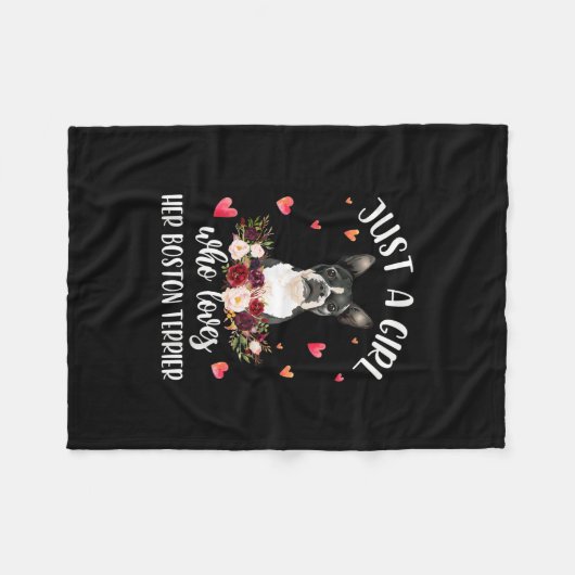 Just A Girl Who Love Her Boston Terrier Dog Lover Fleecedecke (Vorderseite (Horizontal))
