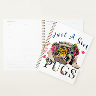 Just A Girl Who Love Pug Pet Lover Planer