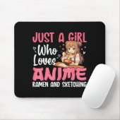 Just A Girl Who Loves Anime Ramen And Sketching, J Mousepad (Mit Mouse)