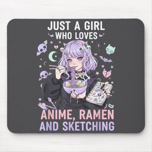 Just A Girl Who Loves Anime Ramen And Sketching Ma Mousepad (Vorne)