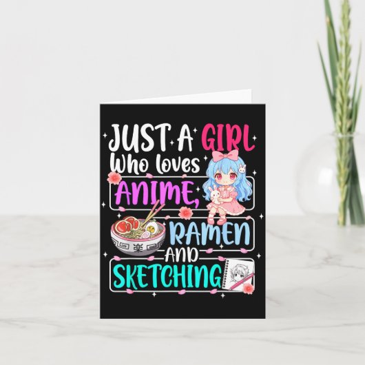 Just A Girl Who Loves Anime Ramen Sketching Japan  Karte (Vorderseite)
