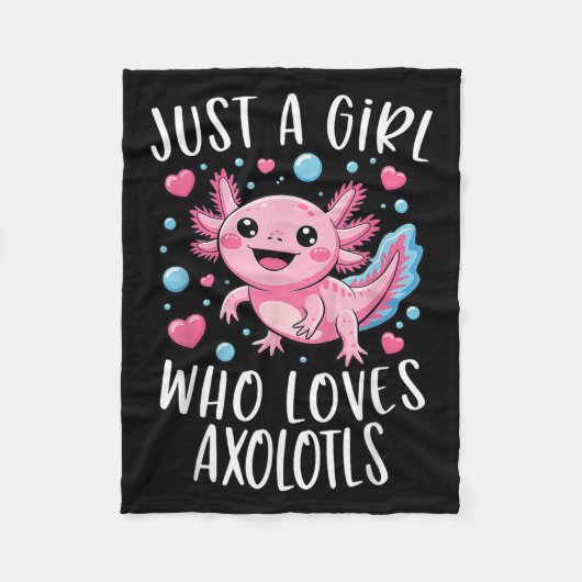 Just A Girl Who Loves Axolotls Axolotl Kawaii Girl Fleecedecke (Vorderseite)