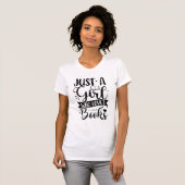 Just a Girl Who Loves Books Cute Book Lover Typogr T-Shirt (Vorne ganz)