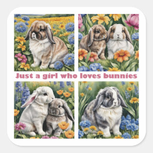 Just a girl who loves bunnies quadratischer aufkleber