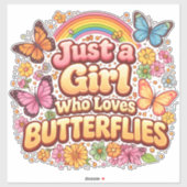 Just a Girl Who Loves Butterflies – Cute Floral  Aufkleber (Blatt)