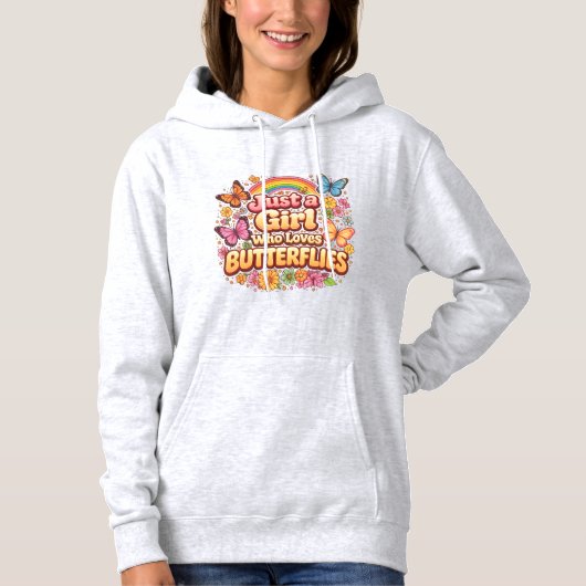 Just a Girl Who Loves Butterflies – Cute Floral  Hoodie (Vorderseite)