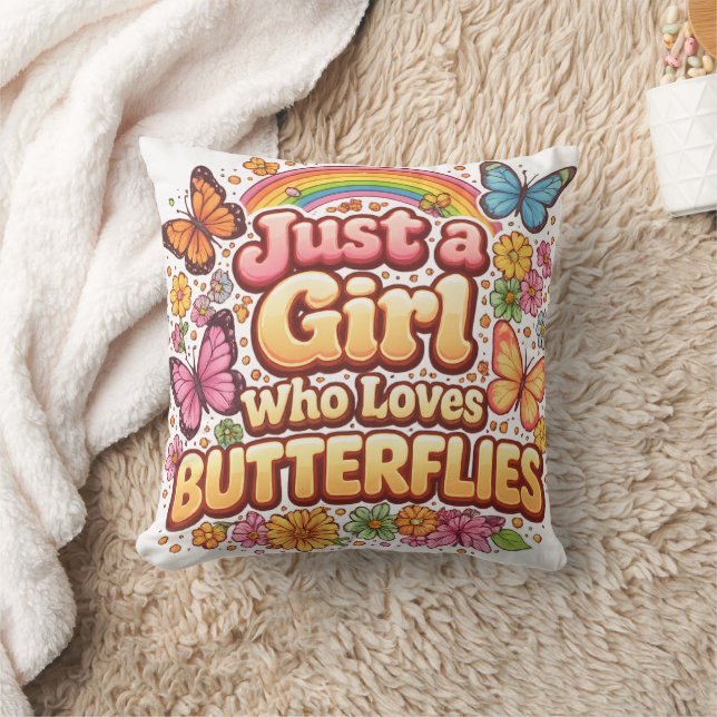 Just a Girl Who Loves Butterflies – Cute Floral  Kissen (Decke)
