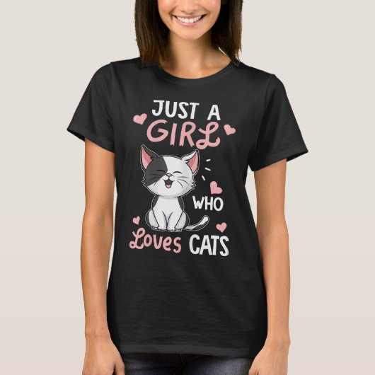 Just a Girl Who Loves Cats Design T-Shirt (Vorderseite)