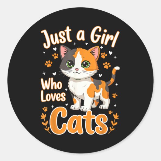 Just A Girl Who Loves Cats Valentines Day Cat Wome Runder Aufkleber (Vorderseite)