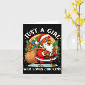 Just A Girl Who Loves Chickens Christmas Farm Anim Karte (Gelbe Blume)