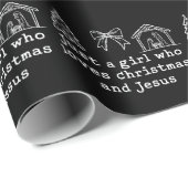 Just a Girl Who Loves Christmas and Jesus Nativity Geschenkpapier (Rolleneckpunkt)