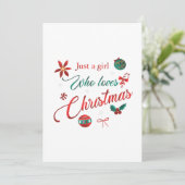 Just a Girl Who Loves Christmas Einladung (Stehend Vorderseite)