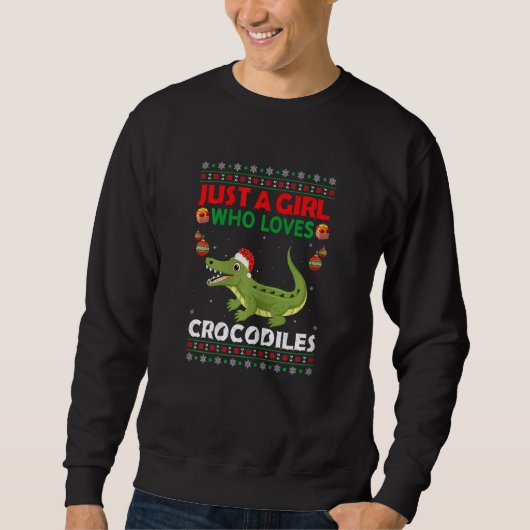 Just A Girl Who Loves Crocodiles Matching Christma Sweatshirt (Vorderseite)