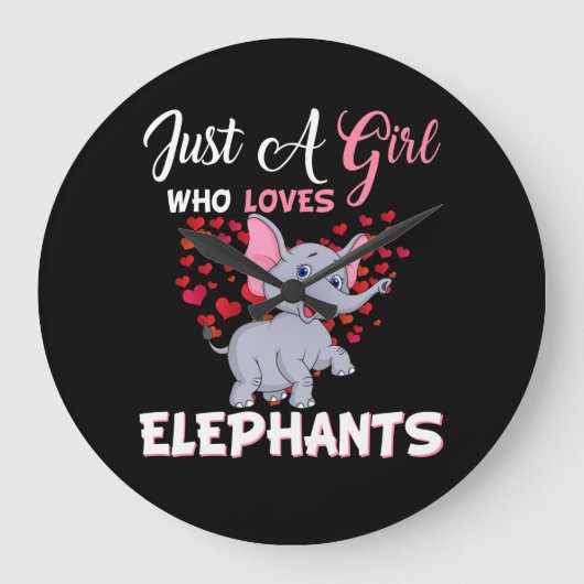 Just A Girl Who Loves Elephants Gifts Große Wanduhr (Vorderseite)