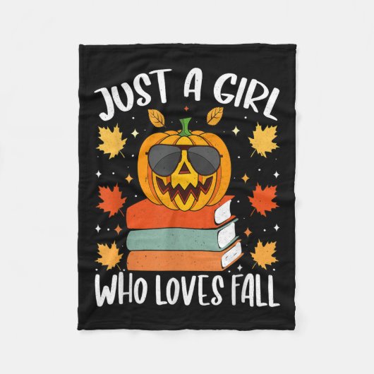 Just A Girl Who Loves Fall Pumpkin Cozy Autumn Fleecedecke (Vorderseite)